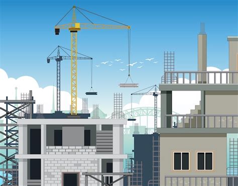 Free Vector Cartoon Scene Of Building Construction Site