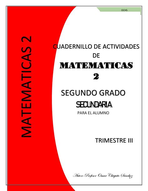 Cuadernillo De Actividades De Matemáticas Segundo Grado De Secundaria