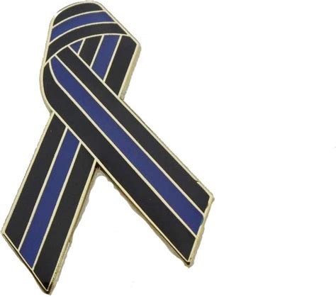 Thin Blue Line Ribbon Pin Memorial Support Lapel Badge Tbl