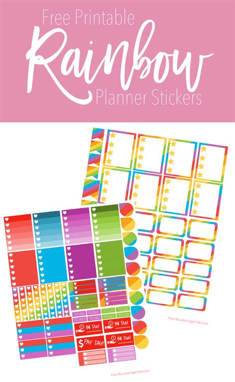 Free Printable Rainbow Planner Stickers Busy Being Jennifer