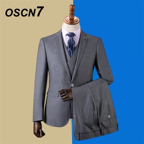 Oscn7 2019 Stripe Custom Made Suits Men Slim Fit Wedding Party Mens