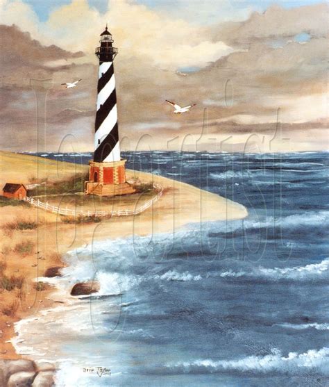 Cape Hatteras Lighthouse Nc Seascape Print Nautical Ocean Etsy