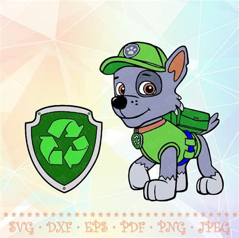 SVG DXF PNG Paw Patrol Layered Cut Files Rocky Dog and Badge | Etsy