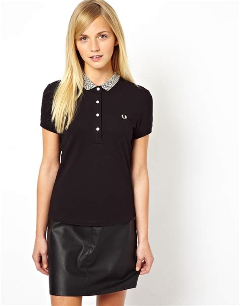 Lyst We Are Handsome Fred Perry Leopard Tipped Polo Shirt In Black
