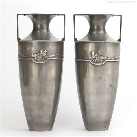 Antiques Atlas Art Nouveau Pewter Vases By William Hutton C1910