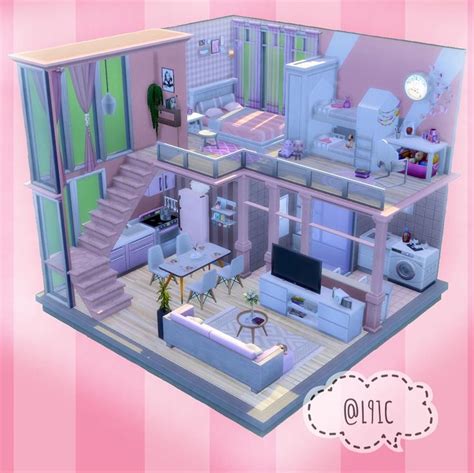 Sims4 Dollhouse Build Sims 4 Loft Sims House Sims House Design
