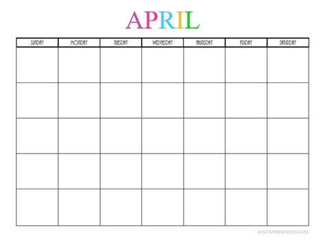 April Template Calendar