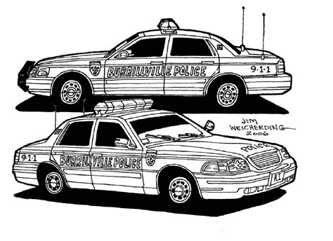 Coloring page outline of cartoon police car. Police car coloring pages to download and print for free