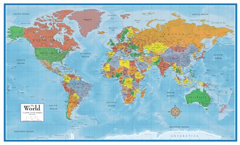 Swiftmaps World Classic Premier Wall Map Mural Wall Art Decor