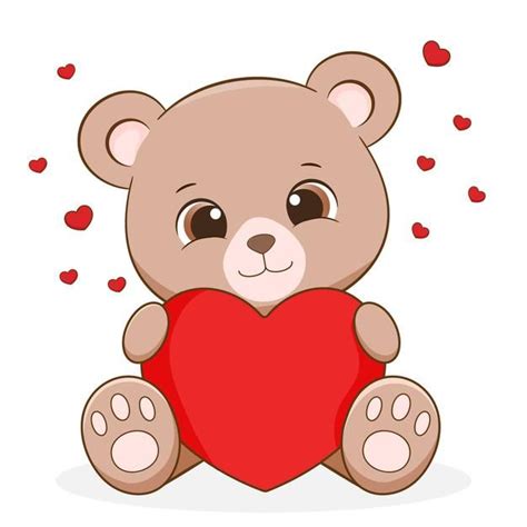 Cute Little Bear Holding Heart In 2021 Cute Bears Baby Icon Happy