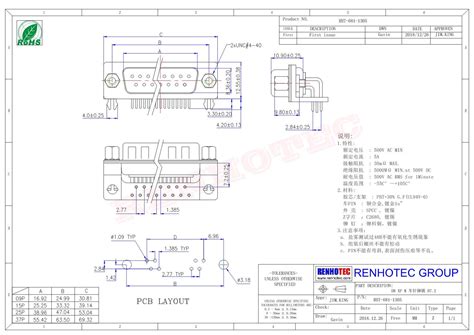 Db 15 Male Right Angle 90 Machined Pin Connector Though Hole For Pcb