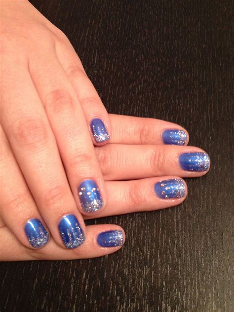 Christmas Nails Blue With Silver Glitter And Of Course Swarovski