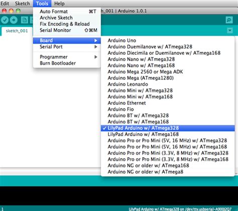 Just leave your ide and os to compile and upload the sketch. Arduino #20: Placas - LilyPad: Mac OS X - Hardware Livre USP