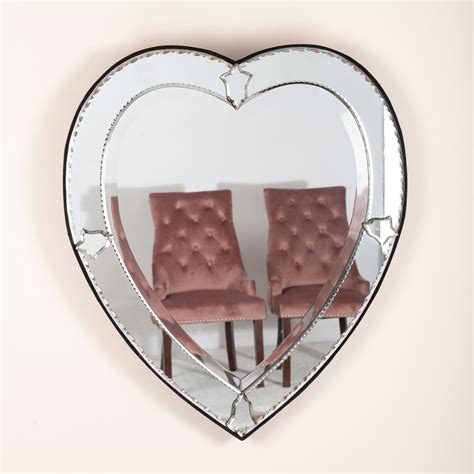 Vintage Venetian Heart Shaped Antique Style Etched Decorative Wall Mirror