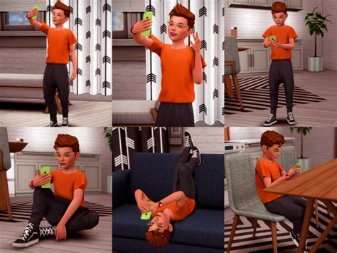 Kids With Their Phone Poses At Katverse Sims 4 Updates