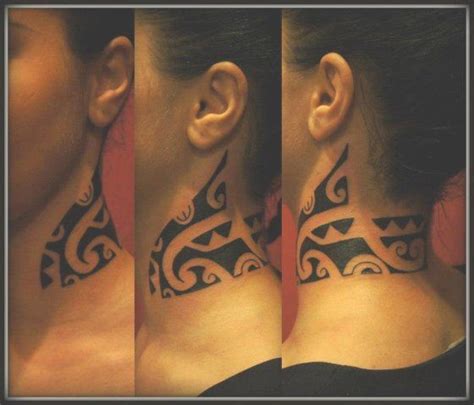 Neck Tattooed Of Old Polynesian Style Back Of Neck Tattoo Neck Tattoo