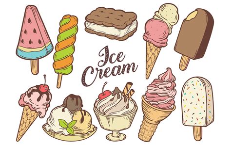 Ice Cream Eps Illustrations Food Illustrations ~ Creative Market