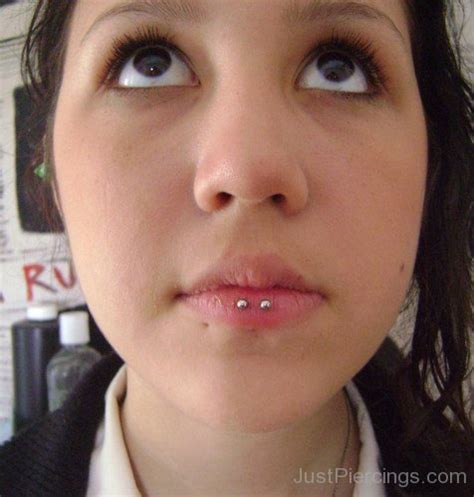 Horizontal Lip Piercings With Cute Girl