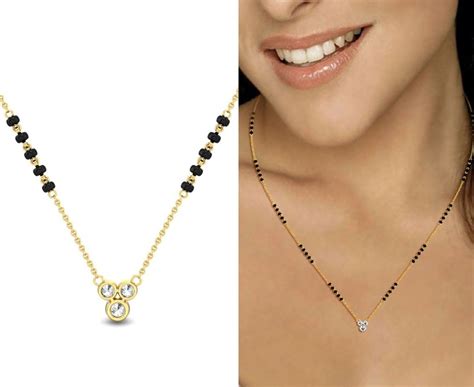 Traditional Marathi Long Mangalsutra Designs Ganeshaom Pendant Simple Gold And Black Beads