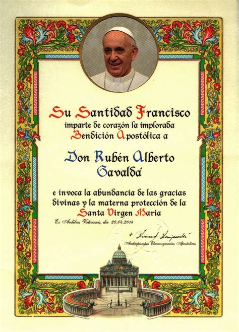 Bendición Apostólica Del Papa Francisco Ordre De Sainte Marie