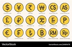 World currency symbol icons in format Royalty Free Vector