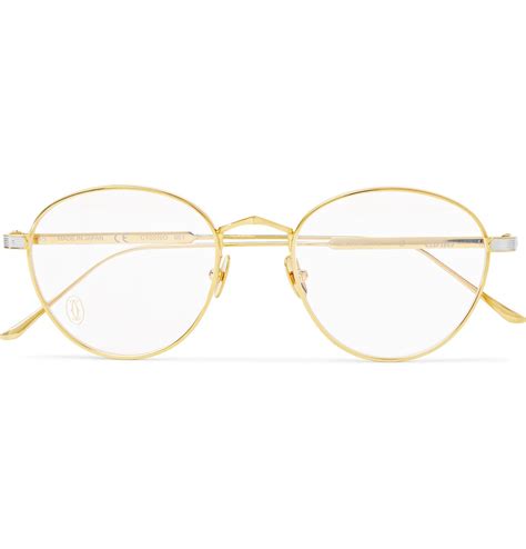 Cartier Signature C De Cartier Round Frame Gold And Silver Tone Optical Glasses In Metallic For