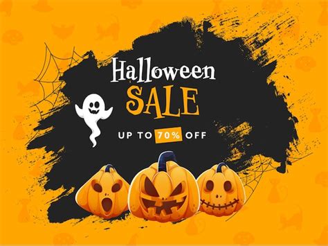 Premium Vector Halloween Sale Poster Design With 70 Discount Offer