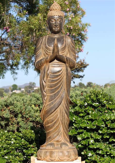 Sold Stone Standing Namaste Buddha Garden Statue 61 Buddha Garden