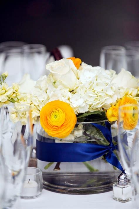 Yellow Blue And White Wedding Centerpieces Koru Wedding Style Yellow