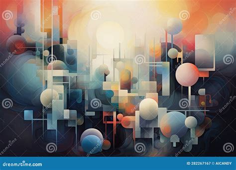 Symphony of Abstract Shapes Floating in a Dreamlike Atmosphere, Evoking