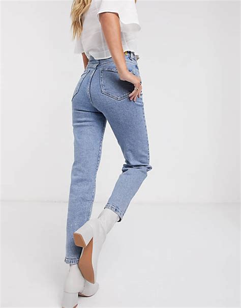 Stradivarius Organic Cotton Slim Mom Jean With Stretch In Washed