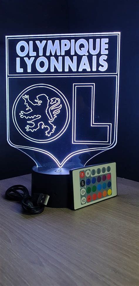 Lampe Led 3d Logo Ol Olympique De Lyon Foot Ligue 1 Ballon équipe