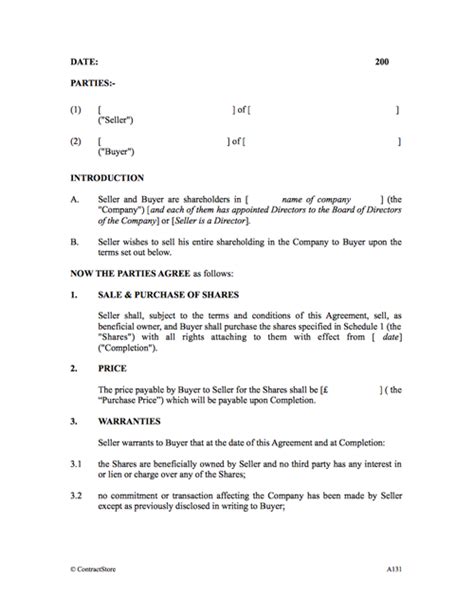 The legal contracting parties to the share sale agreement will be the actual shareholder of the company (ie, as the seller) who is disposing of his shares in the company, and the buyer who will become the new shareholder of the target company. Sale of Share Agreement Template (to another Shareholder ...