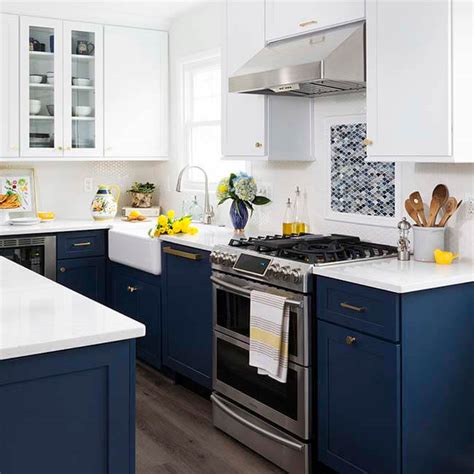 There are many kitchen design styles to choose from including contemporary, rustic, and modern themes. Navy & White Dream Kitchen - Case Design/Remodeling