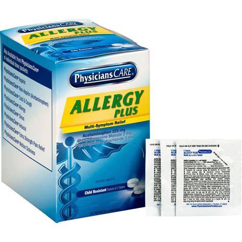 Physicianscare Allergy Plus Medication For Pain Allergy 50 Box