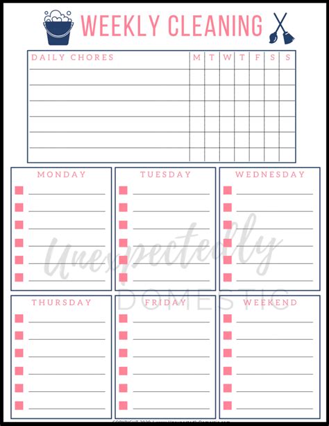Easy Weekly Cleaning Schedule For Busy People Free Printable Weekly Cleaning Weekly