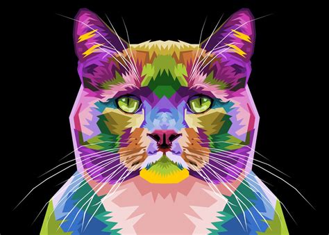 Colorful Cute Cat Poster By Peri Priatna Displate