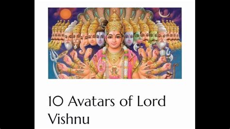 10 Avatars Of Lord Vishnu Youtube