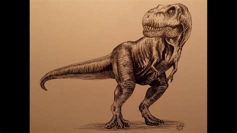 Speed Drawing Rexy From Jurassic World Dinosaur Drawing Marathon Ep22 Youtube