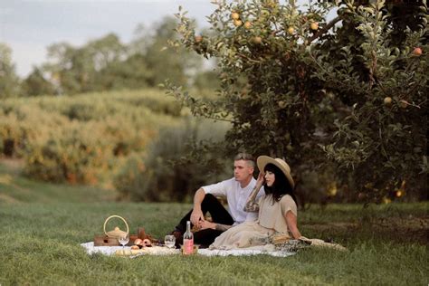Vintage Parisian Styled Picnic At An Orchard Couple Pictures Having An
