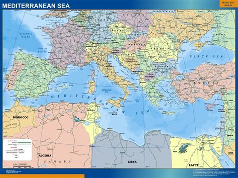 Mediterranean Sea Countries Framed Map Vector World Maps