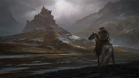 The Elder Scrolls V Skyrim Whiterun Snow Mountains Horse Sword