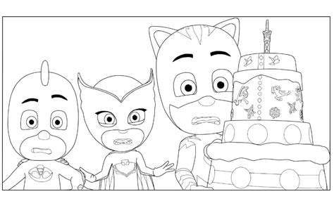 Pj Masks Birthday Coloring Page Download Print Or Color Online For Free