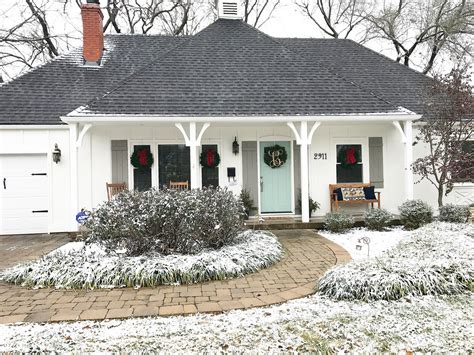 Pale and neutral colors such as white and cream will help you create a soft, warm appeal in your decor, ideal an attractive french country style kitchen interior. French Country house during the holidays. Paint colors: Alabaster -exterior, wythe blue -front ...