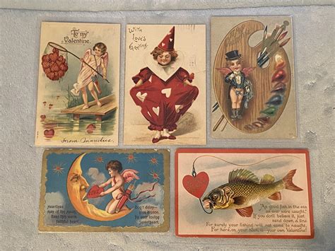 Vintage Valentines Postcards All Original No Reproduction 1908 1915 Rantiques