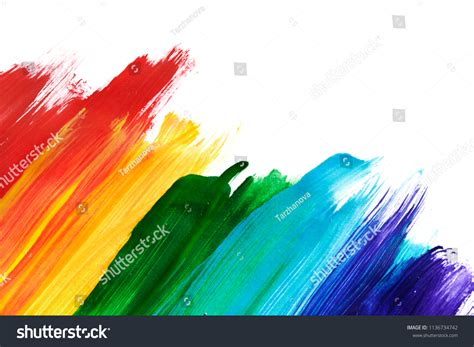 Colorful Abstract Paint Brush Strokes On Stock Illustration 1136734742