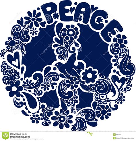 Psychedelic Peace Sign Silhouette Vector Illus Royalty