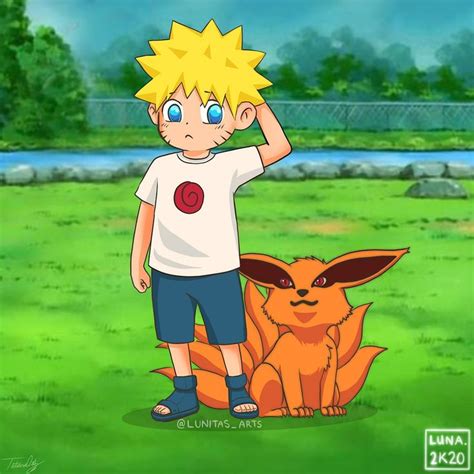 Kid Naruto And Baby Kurama 🍥🦊 Kid Naruto Anime Chibi Anime Boy