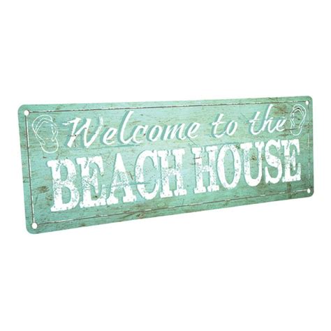 Outdoor Welcome To Our Beach House 4x12 Metal Sign Wall Décor For
