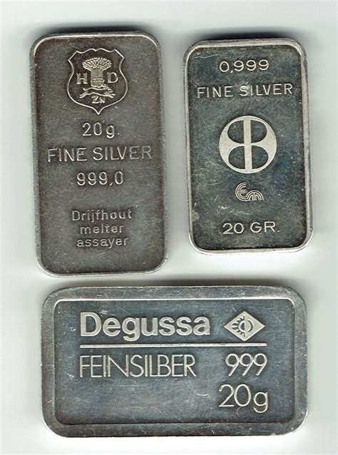 Degussa Drijfhout Kbc 3 X 20 Grams Silver Bar Catawiki